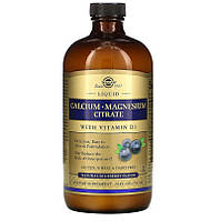 Цитрат кальция, магния с витамином D3 "Calcium Magnesium Citrate with" черника, Solgar, 473 мл