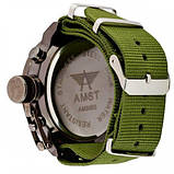 Зовнішній чоловічий годинник Amst 3003 black-green, чорний із зеленим нейлоновим ремінцем кварцовим, механізм Miyota, фото 7