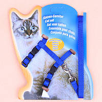 Шлейка с поводком для котят 1 метр Pet Style Синяя