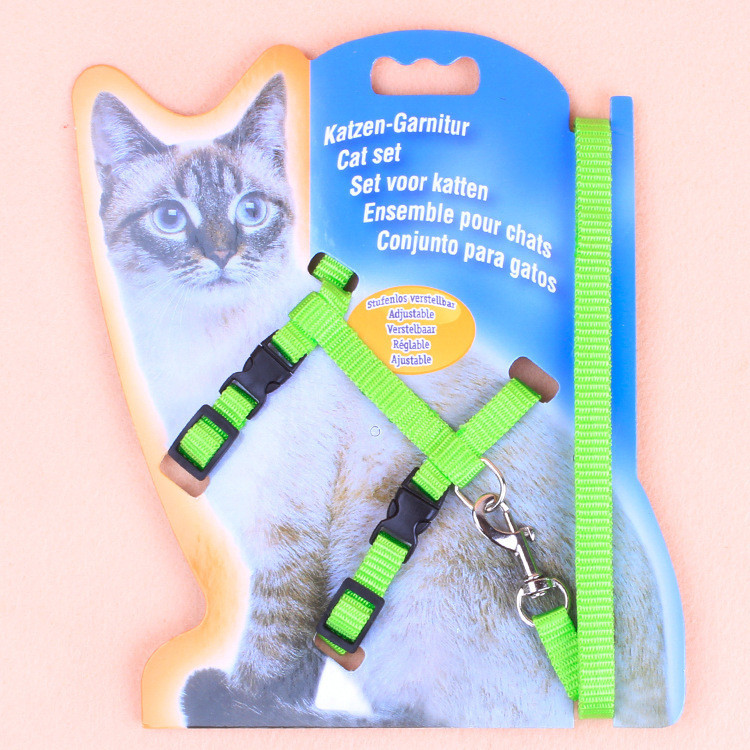 Шлейка з повідцем для кошенят 1 метр Pet Style Зелена