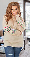 Красивый свитерок с вышивкой большой размер (50-52)