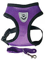 Шлейка для котов и кошек с поводком Pet Style "Сетка" Фиолетовая XL