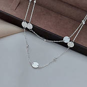 Кольє срібне подвійне ланцюжок з підвісками монетками та срібними намистинами