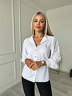 Стильна жіноча сорочка із софту на ґудзиках білий