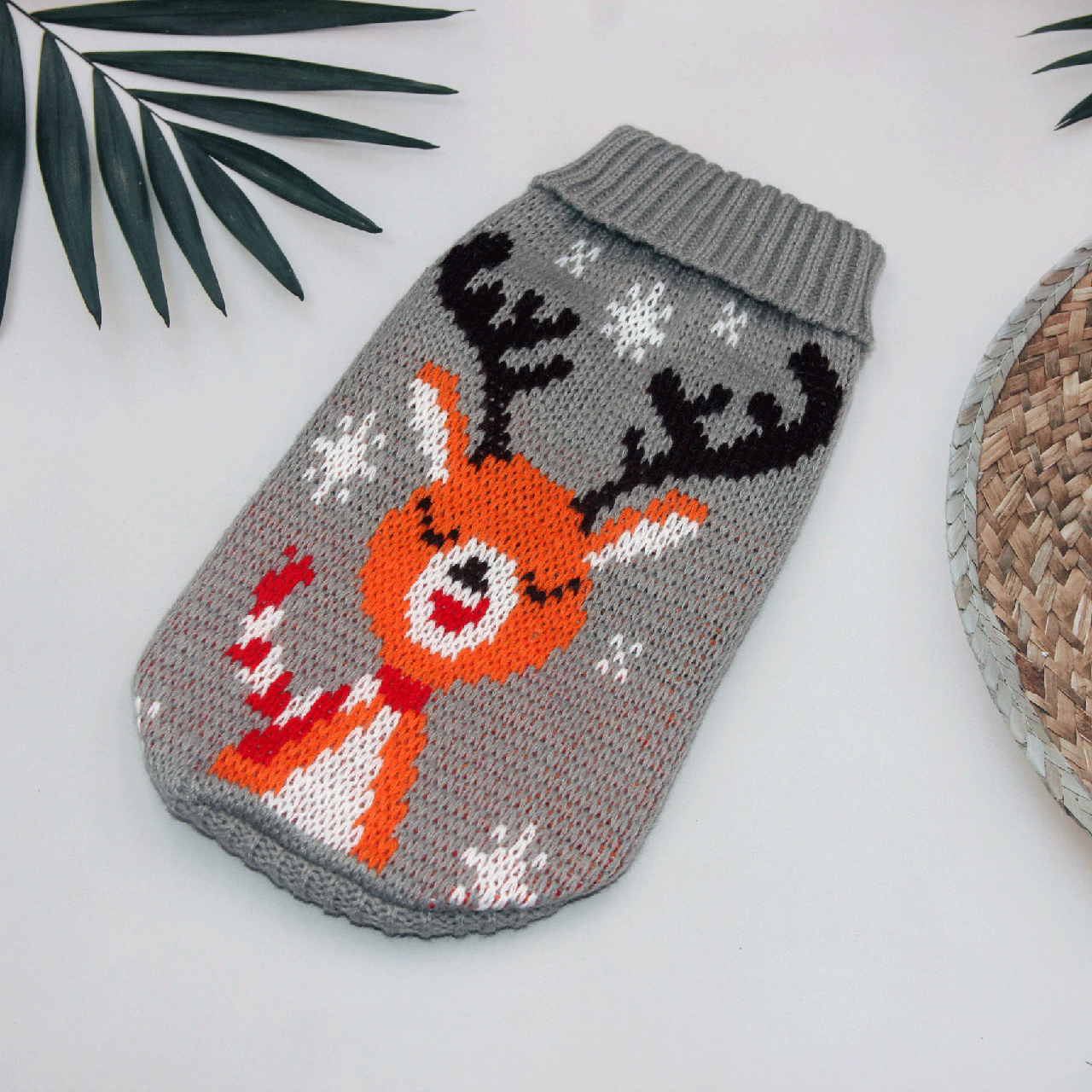 В'язаний акриловий светр для котів Pet Style "Сірий лось" XS