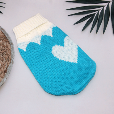 В'язаний акриловий светр для котів Pet Style "Синє серце" XS