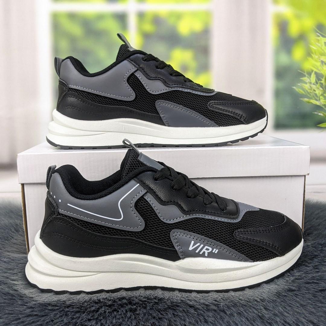 Кросівки жіночі чорні текстильні з сірим Swin shoes 4379