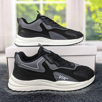 Кросівки жіночі чорні текстильні з сірим Swin shoes 4379, фото 1