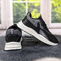 Кросівки жіночі чорні текстильні з сірим Swin shoes 4379, фото 3