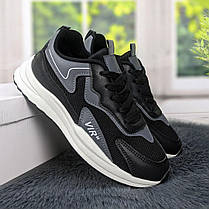 Кросівки жіночі чорні текстильні з сірим Swin shoes 4379, фото 5