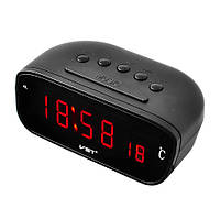 Автомобильные часы Авточасы с термометром 803C-1 черный с LED подсветкой