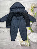 Дитяча демісезонна куртка зі штанами на флісі для хлопчика від 1 року - весна/осінь Синій Осінній костюм з курточкою 80-86, фото 2