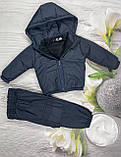 Дитяча демісезонна куртка зі штанами на флісі для хлопчика від 1 року - весна/осінь Синій Осінній костюм з курточкою 80-86, фото 4