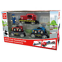 Набор для игрушечных железных дорог Поезд-транспортер для гоночных автомобилей Hape E3735, 2 автомобиля,