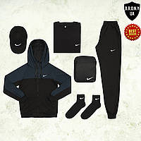 Спортивный костюм Nike демисезонный мужской 6 в 1 | комплект штаны + кофта + футболка кепка+барсетка+носки