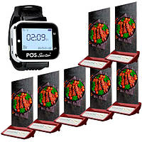 Система виклику офіціанта Pos Sector: пейджер-годинник офіціанта та 7 мультифункціональних кнопок із холдером (Real-HCM-130-7pcs)