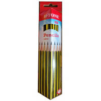 Олівець графітний H-Tone НВ, тригранний, з гумкою, жовтий з чорним, пак.12 шт (PENCIL-HT-JJ30129)