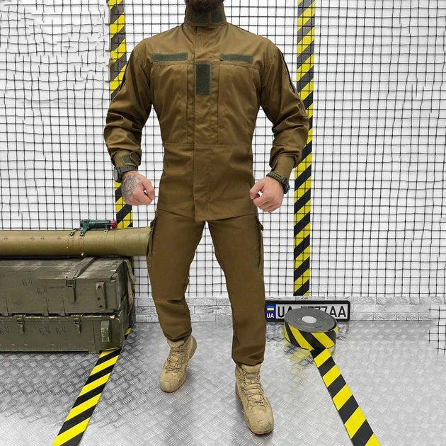 Камуфляжный костюм рип-стоп "Police" койот, военный костюм для ВСУ 3в1 Китель + Футболка + Брюки - фото 1 - id-p2107830181