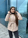 Жіноча стьобана куртка, весняна  жіноча куртка, куртка на запах з поясом, фото 6
