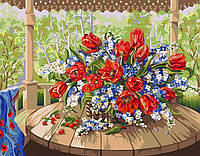 Картина Малювання за номерами домашній букет 40х50 Картини по цифрах на полотні Польові квіти Rainbow Art GX42157