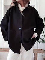 Жіноче весняне коротке пальто з кашеміру з кишенями розмір універсальний