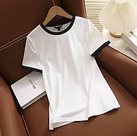 Женская классическая футболка, 42-46; белый, кулир.