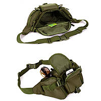 Сумка поясная тактическая / Мужская сумка на пояс / Армейская сумка. TR-918 Цвет: зеленый skl
