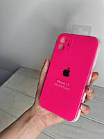Чохол із квадратними бортиками на iPhone 11 ( яскраво рожевий )
