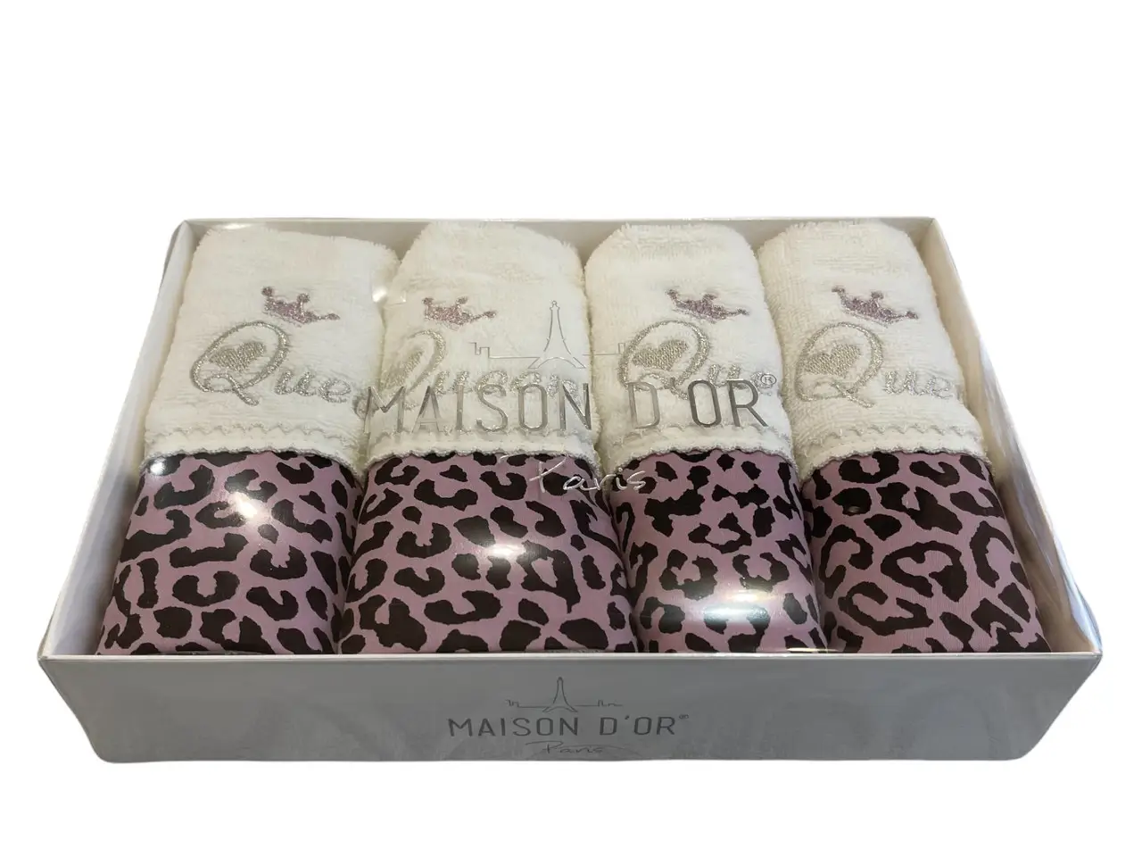 Набір турецьких кухонних рушників Maison D'or Queen Ecru-Dark Lilac махрові 30х50см (4 шт)