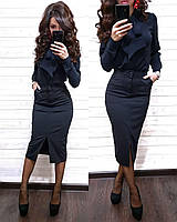 Жіноча шифонова блуза в чорному кольорі з бантом (р. 42-46) 8131043