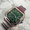 Елегантний наручний годинник Cartier Santos Silver-Green, фото 5
