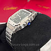 Елегантний наручний годинник Cartier Santos Silver-Green, фото 8