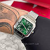 Елегантний наручний годинник Cartier Santos Silver-Green, фото 10