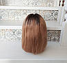 Перука подовжене каре з натурального волосся з проділом мідний омбре INESS 14"-Y2/27, фото 3
