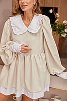 Короткое платье с юбкой солнце белым воротником и рукавами фонариками с манжетами (р. 42-46) 80035555