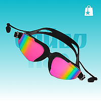 Очки для плавания с берушами, защита от УФ Anti-Fog, KH36-A, черные
