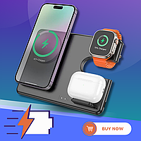 Уникальная беспроводная зарядная станция Hoco CQ1 iPhone, Apple Watch, AirPods, Беспроводная зарядка айфон