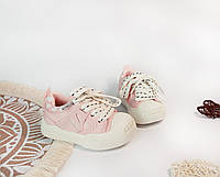 Детские кроссовки 22 23 24 25 26 для девочки розовые кеды белые с защитным носком