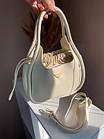 Женская сумка mini Прада маленькая молочная сумка на плечо красивая легкая сумка из эко-кожи