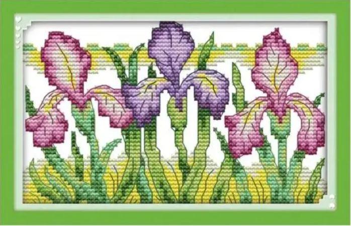 Набір для вишивання за нанесеною на канву схемою "Gorgeous iris". AIDA 14CT printed 20*14 см