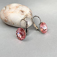 Сережки з камнями сваровськи - рожевий колір