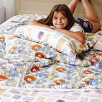 Комплект постельного белья полуторный Ранфорс Цветные медвежата 143×210 см, ведмежата, медведи, ведмеди