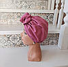 Шапка чалма з бавовняної плащівки для онко св/фуксія MEMMI-4, фото 4
