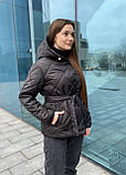Жіноча чорна куртка на запах з поясом, коротка куртка весна, фото 7