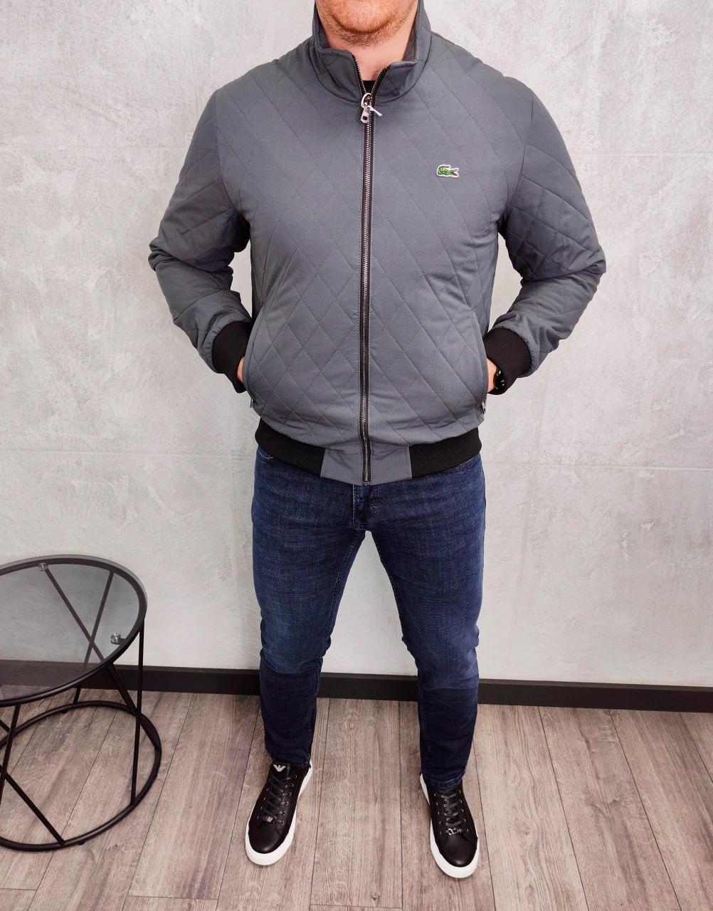 Чоловіча куртка вітровка Lacoste H4250 сіра, фото 1