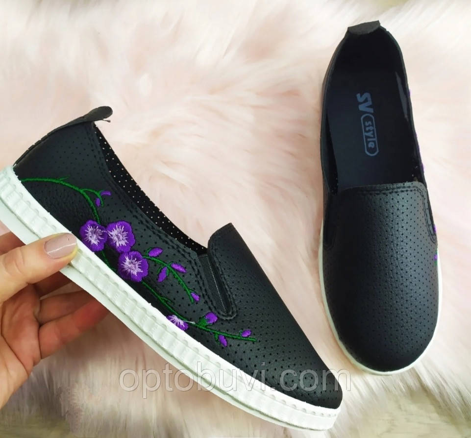 Мокасини жіночі SV з вишивкою