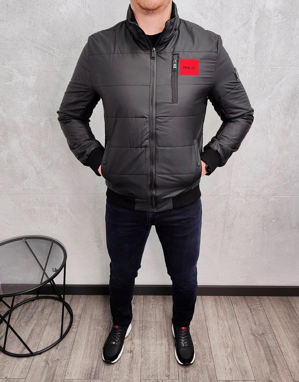 Чоловіча куртка вітровка Hugo Boss H4249 чорна XL, XXL, фото 1
