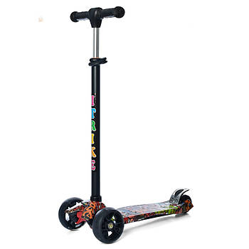 Дитячий триколісний самокат з LED-підсвічуванням коліс та кольоровим принтом Maxi iTrike JR3-060-22-WP6 Кольоровий