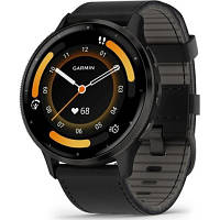 Смарт-часы Garmin Venu 3, Black + Slate, Leather, GPS (010-02784-52)