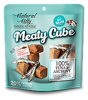 Ласощі для собак і котів Natural Kitty Meaty Cube у вигляді кубиків, тунець і анчоуси, 60гр